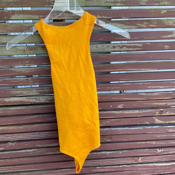 Simon Miller Keao Bodysuit Sleeveless Racerback Criss Cross Top Yellow M/L NWT - Picture 5 of 12